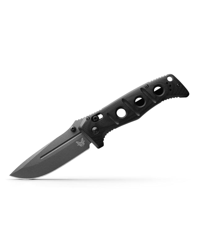 Benchmade Adamas 275GY‑1 showing 3.82" drop‑point blade and G10 handle