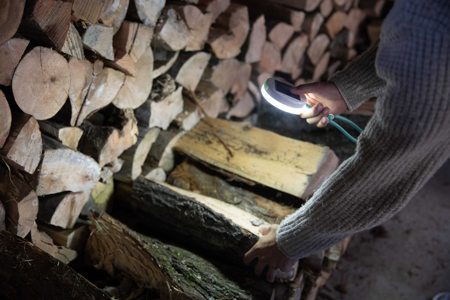 BioLite Solar FlexLight illuminating a outdoor space at night