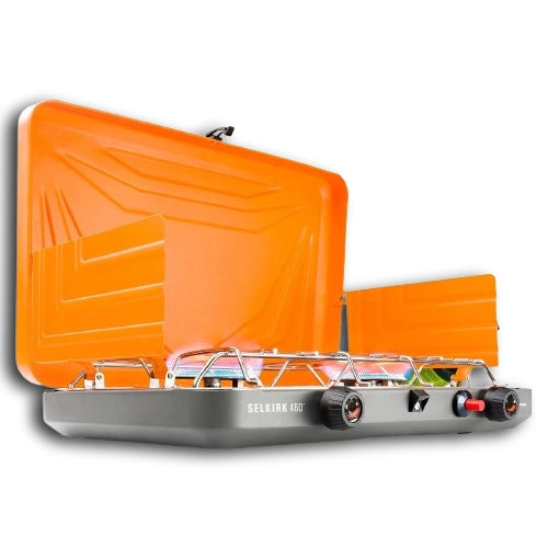 GSI Outdoors Selkirk 460 Camping Stove with twin 10,000 BTU burners in action
