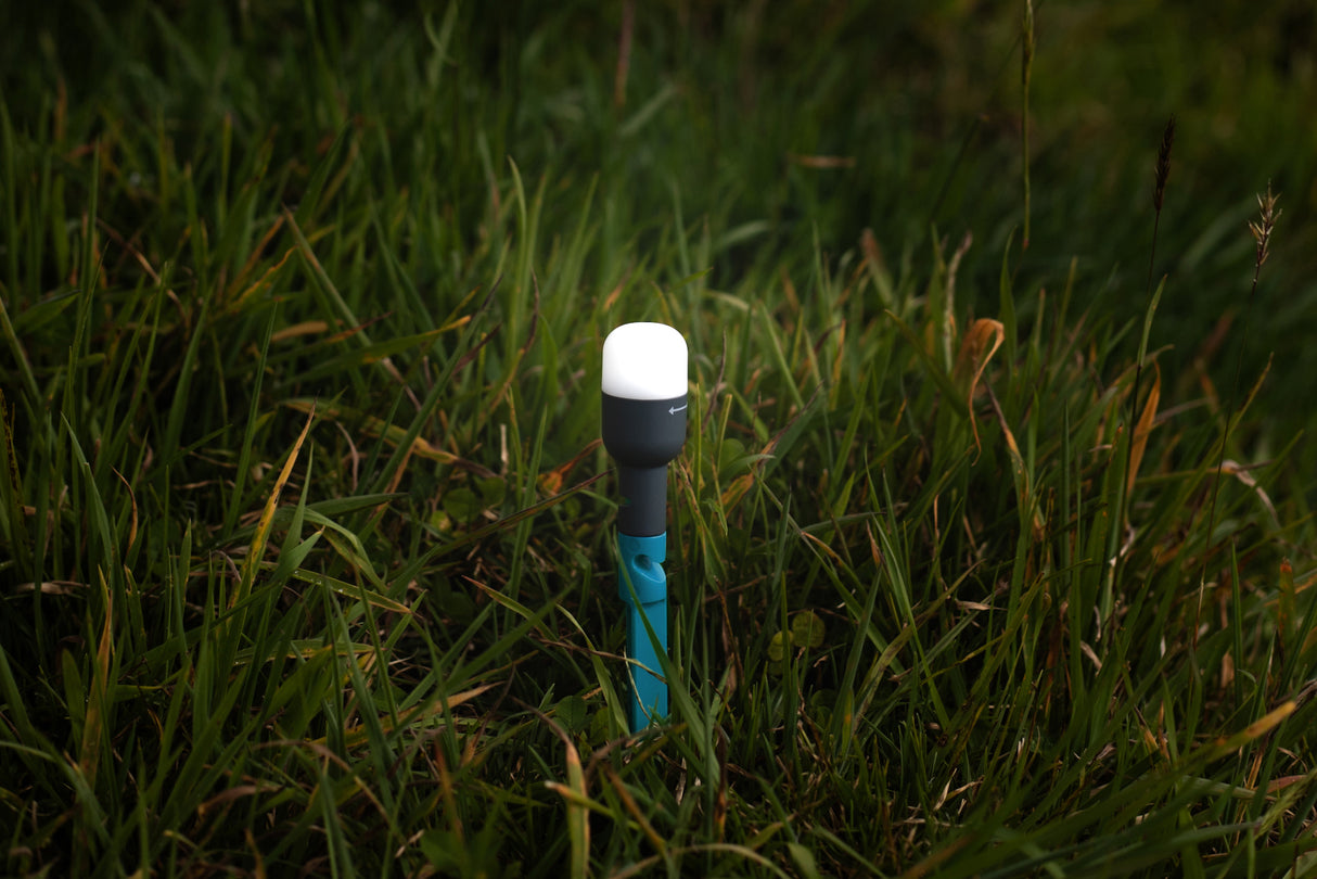 BioLite Site Lights illuminating a campsite with glowing bulbs