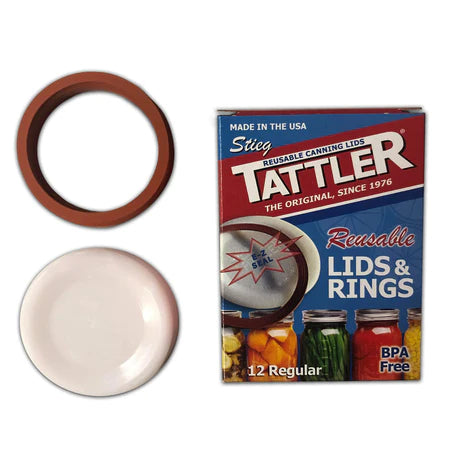 Tattler E-Z Seal Reusable Canning Lids - 50 Wide Mouth Lids & 50 Rubber Rings, BPA Free, Made In USA