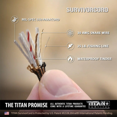 TITAN SurvivorCord (ZOMBIE GREEN) | 100 Feet | Patented Military Type III 550
