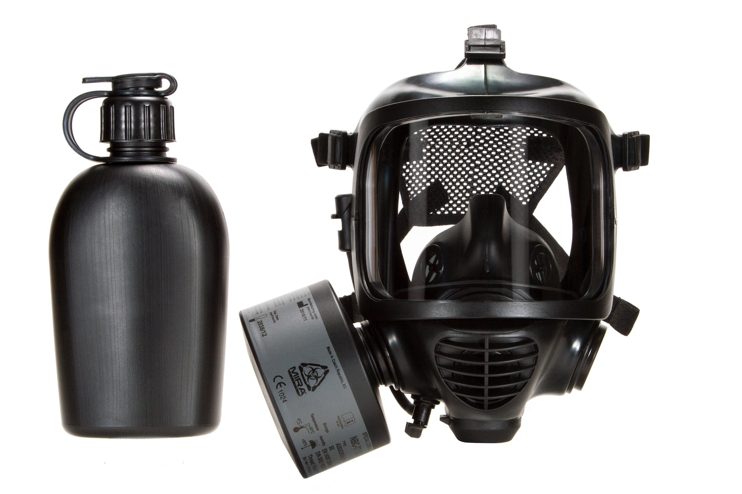 Mira Safety CM-6M Gas Mask with water bottle