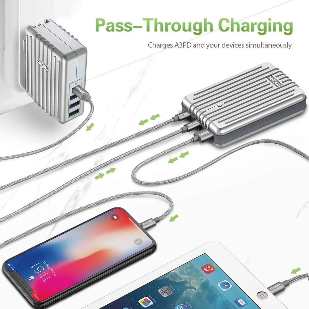 Zendure A3PD External Battery demonstrating pass-through charging