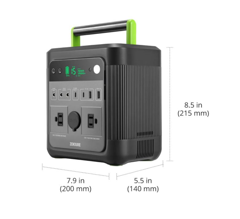Zendure SUPERBASE 600 Watt Solar Generator Dimensions
