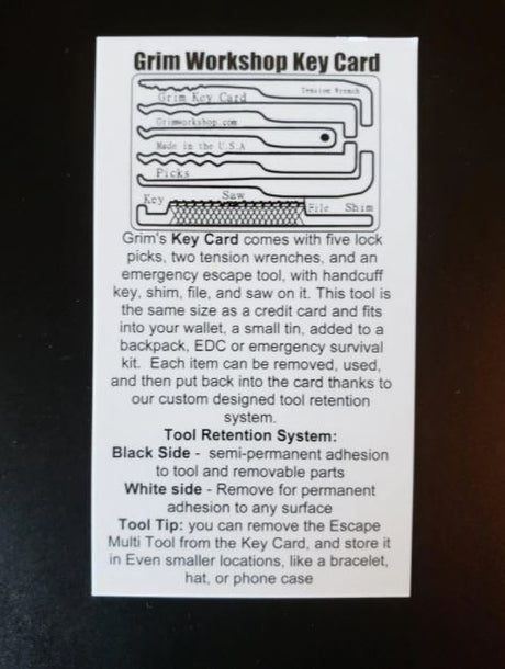 Grim Workshop Survival Key Card Lock Pick Set