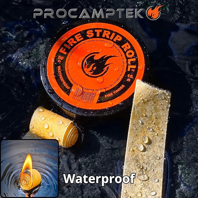 Procamptek Fire Strip Roll | 50-Foot Wax-Infused Fire Starter