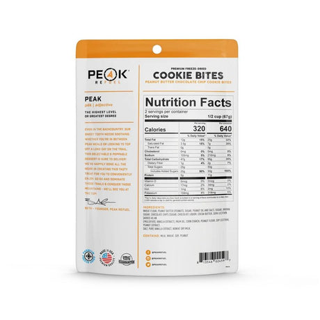 Peak Refuel Peanut Butter Cookie Bites Nutrition Facts