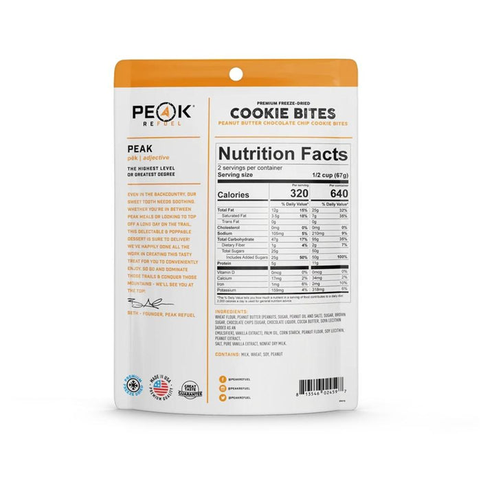 Peak Refuel Peanut Butter Cookie Bites Nutrition Facts