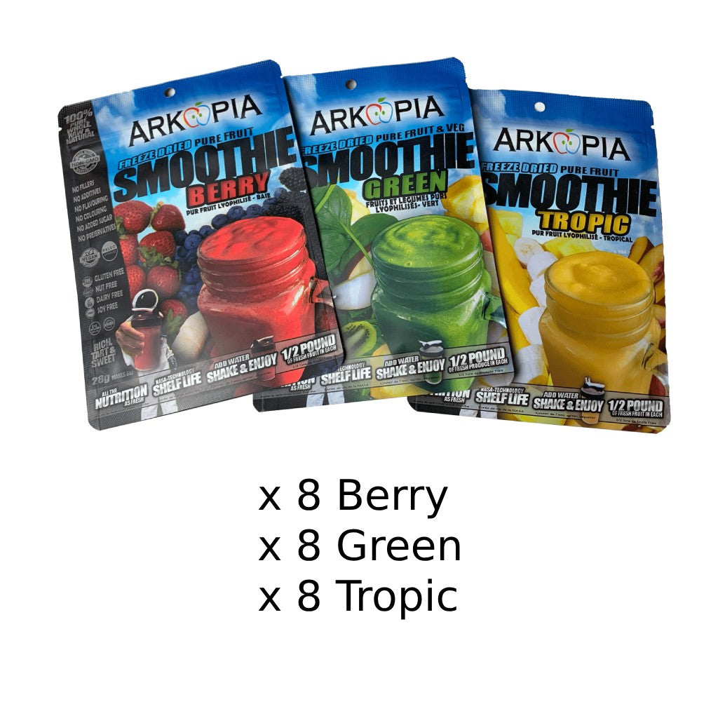 [24 PACKS] Arkopia Freeze Dried Smoothies- 8 oz | 25 Year Shelf Life