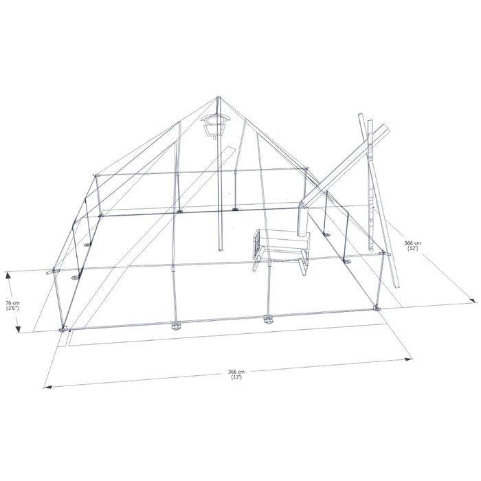 Dimensions for Esker Classic 2 Winter Hot Tent- 12'x12'