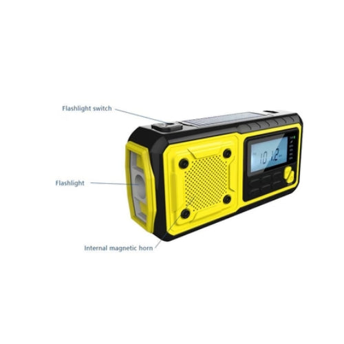 Kaito KA368 Digital Solar Crank AM FM NOAA Weather Radio with Flashlight Yellow