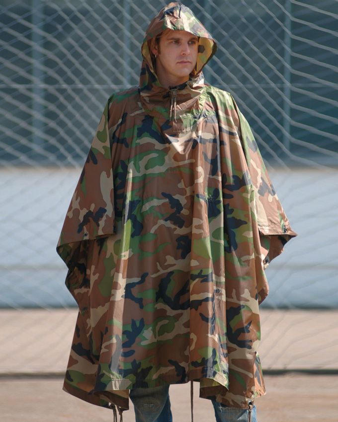 MIL-TEC Woodland Camo Ripstop Wet Weather Poncho