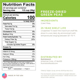 Nutristore Freeze Dried Green Peas Nutrition Facts