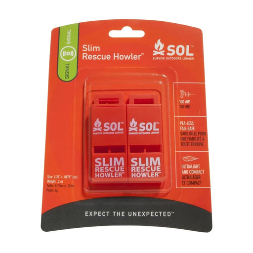 SOL Slim Rescue Howler Whistle, 2/Pack