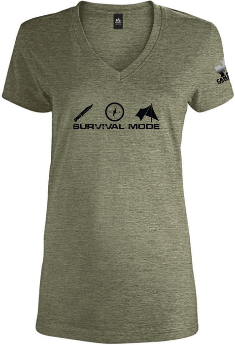 Women's Survival Mode  V-Neck T-Shirt | Canadian Preparedness