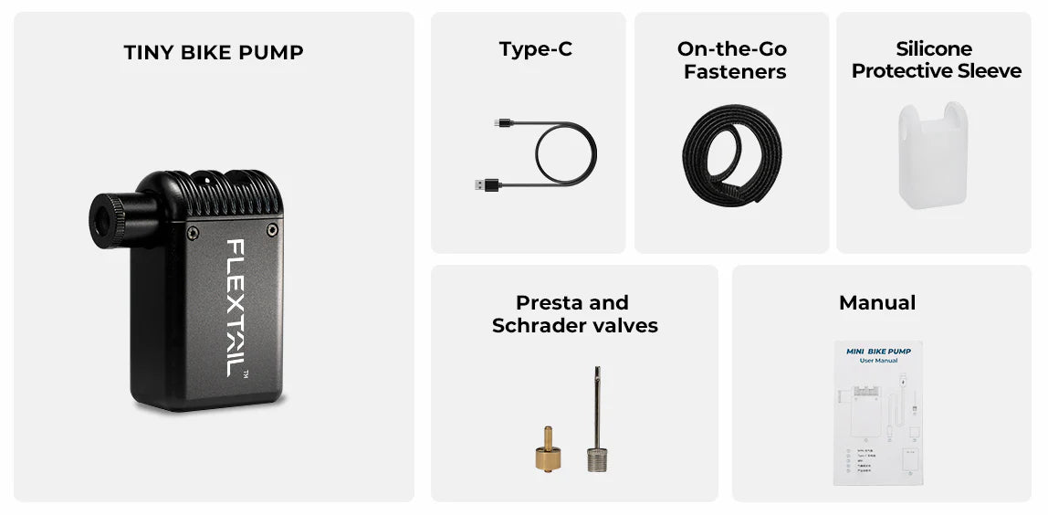 FlexTail TINY BIKE PUMP | Ultra-Mini 100PSI Rechargeable Bicycle Pump