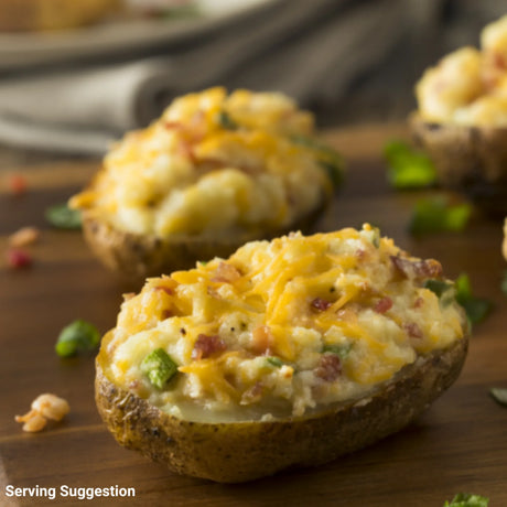 Nutristore Freeze Dried Cheddar Cheese topped on stuffed potatoes