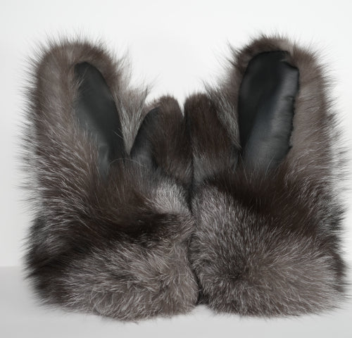 Women’s Indigo Fox Fur Mitts