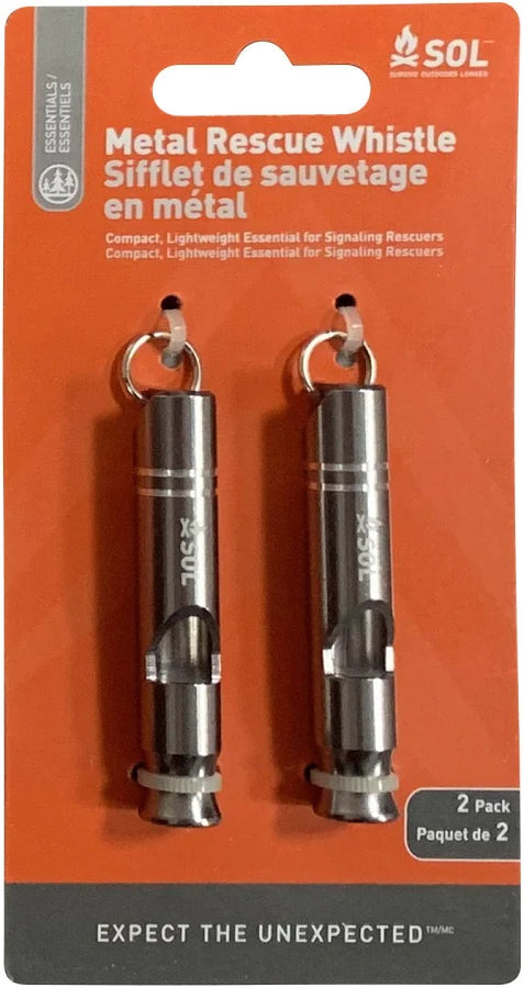SOL Metal Rescue Whistle - 2 Pack