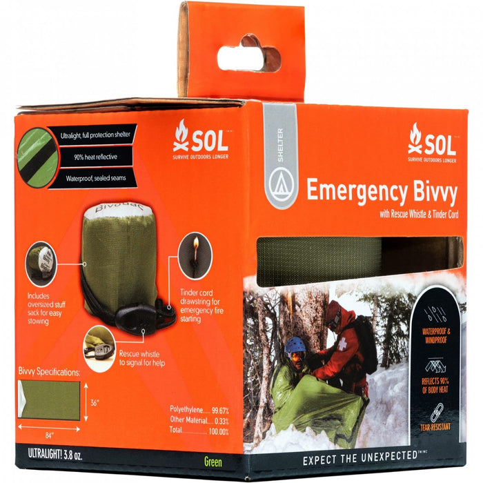 SOL Emergency Bivvy + Rescue Whistle & Tinder Cord