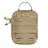Vanquest EDCM-Huge 2.0: EDC Maximizer Organizer in Coyote colour. With organizing loops on the back of the satchel and two heavy duty zippers to the left.