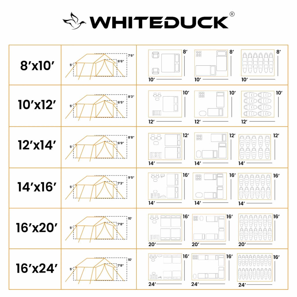 White Duck 10'x12' Alpha Wall Tent | Fire Water Repellent