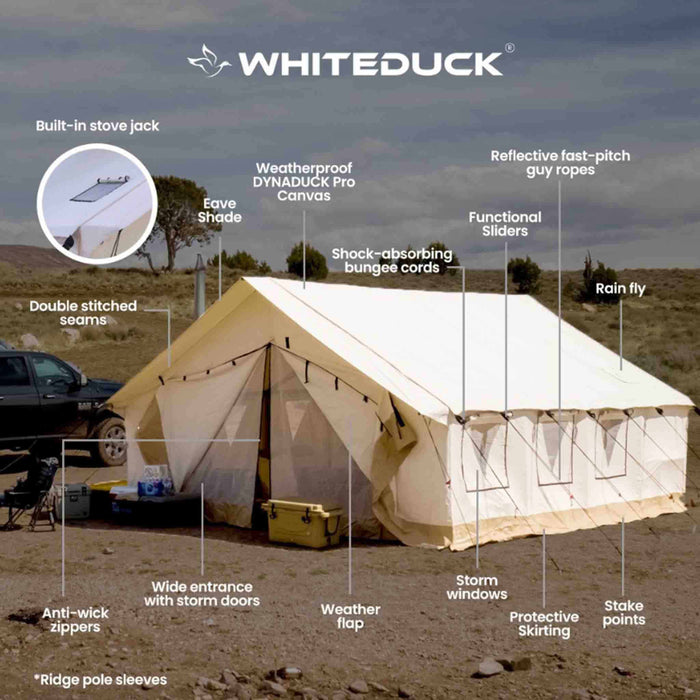 White Duck 10'x12' Alpha Wall Tent | Fire Water Repellent
