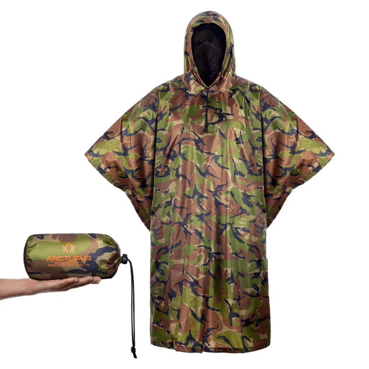 Arcturus Lightweight Waterproof Rain Poncho (Camo)