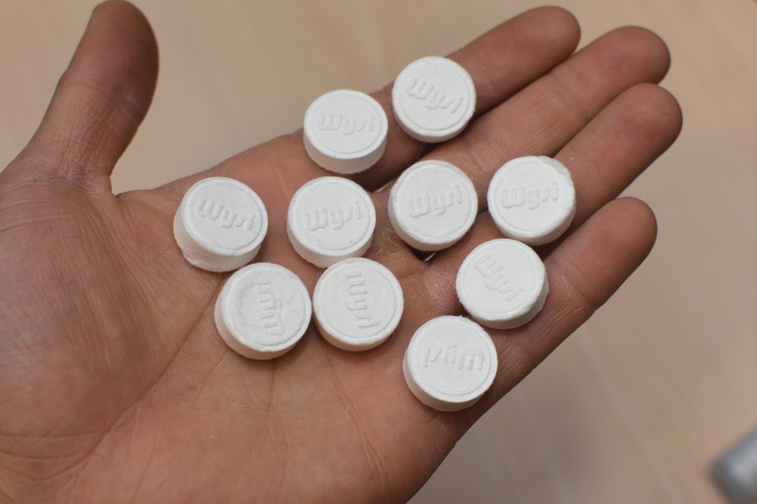 10 WYSI toilet paper tabels in hand