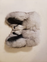 Women's Blue Fox Fur Mitts