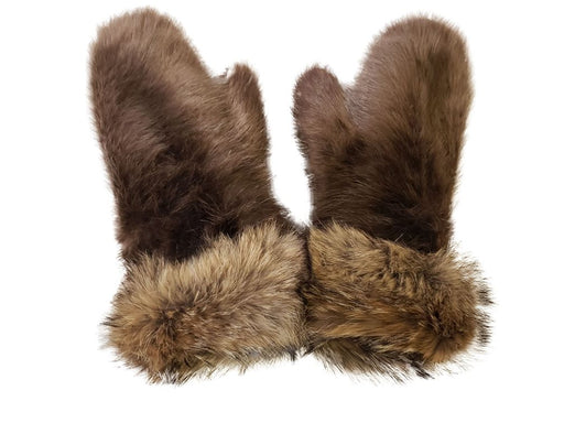 Top of the Women's Blonde Beaver Fur Mitts, with raised cuffs.