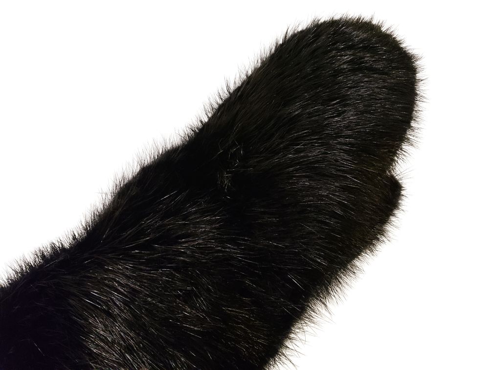 Men's - Black Beaver Fur Mitts (Made in Canada)