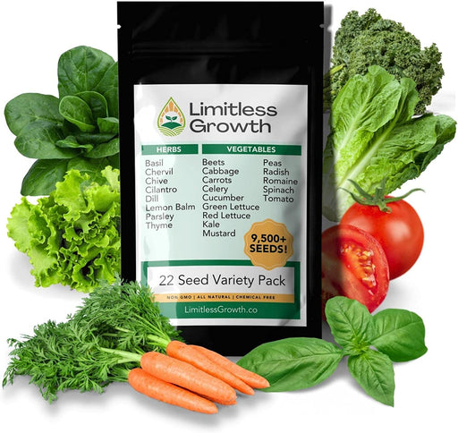 Limitless Growth 22 Vegetable & Herb Seed Varieties Pack | 9,500+ Seeds