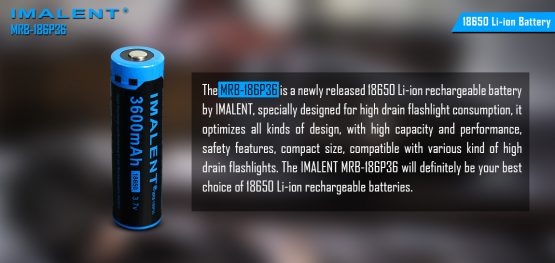 3600mAh 18650 High performance Li-on rechargeable battery | Imalent