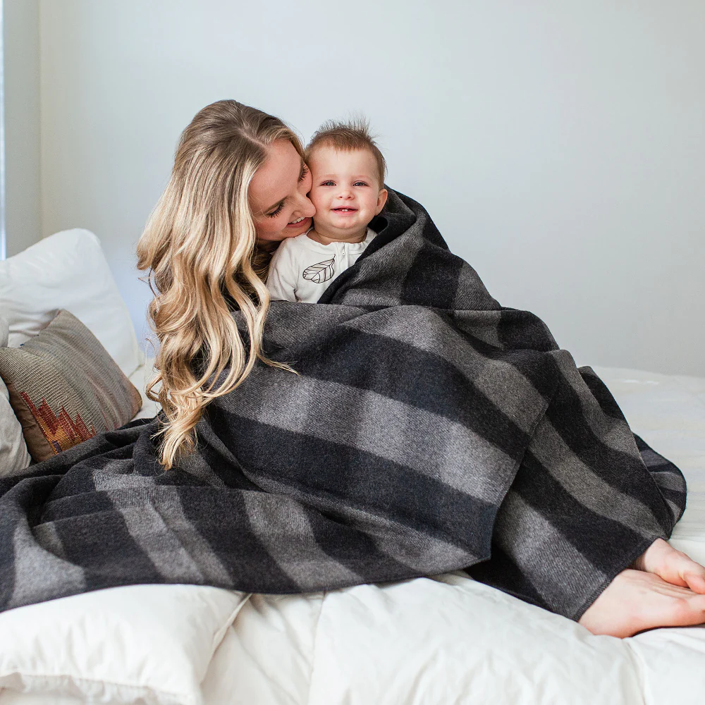 Arcturus Backwoods Wool Blanket (64" x 88")- Gray Buffalo Plaid