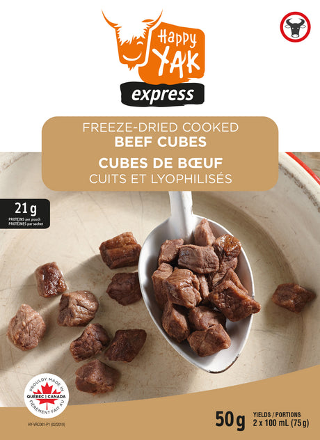 Happy Yak Beef Cubes ' Cubes De Beceuf, Cuits Et Lyophilises'