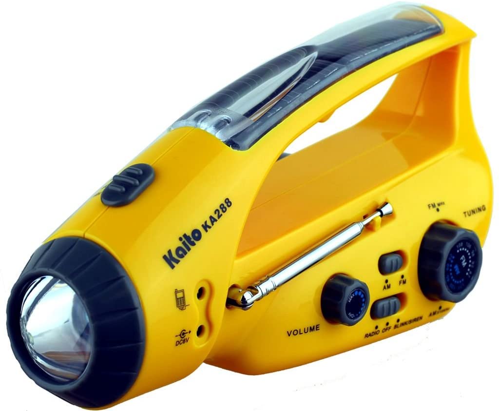 Kaito KA288 Solar Powererd + Wind-up Flashlight with AM/FM Radio