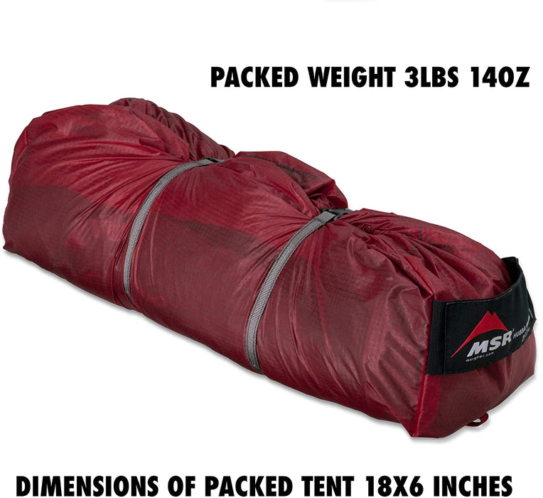 MSR Hubba hubba Lightweight 2 Person Backpacking Tent rolled up