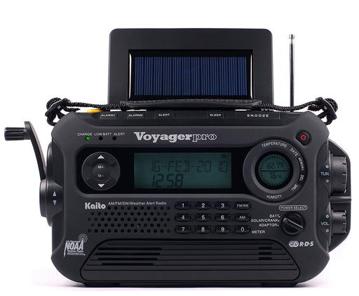 Katio KA600L Voyager Pro 5-way powered Radio in Black. With the hand powered crank, solar panel and RDS led display.