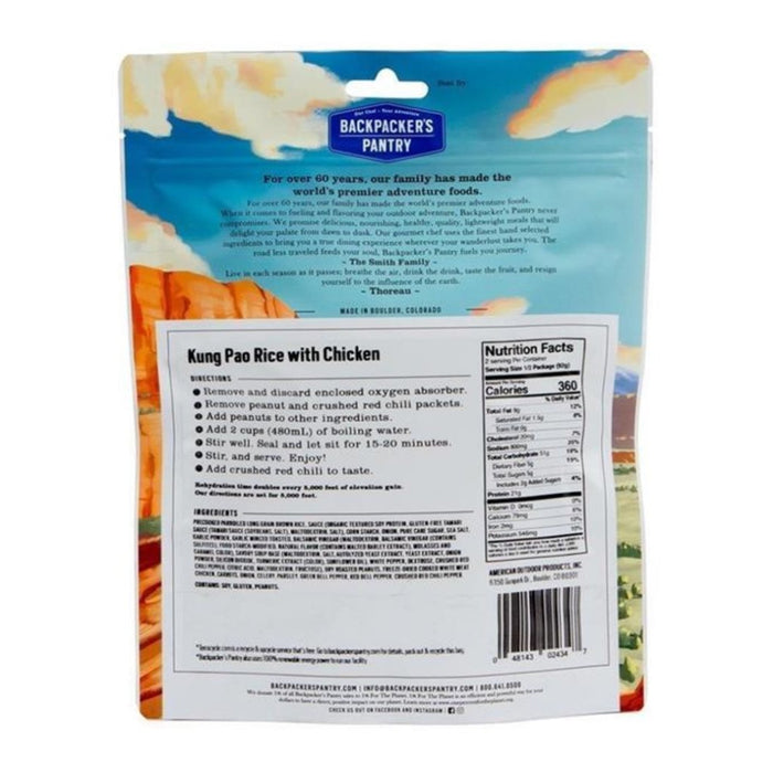 Backpackers Pantry- Kung Pao Chicken with Rice Nutrition Facts