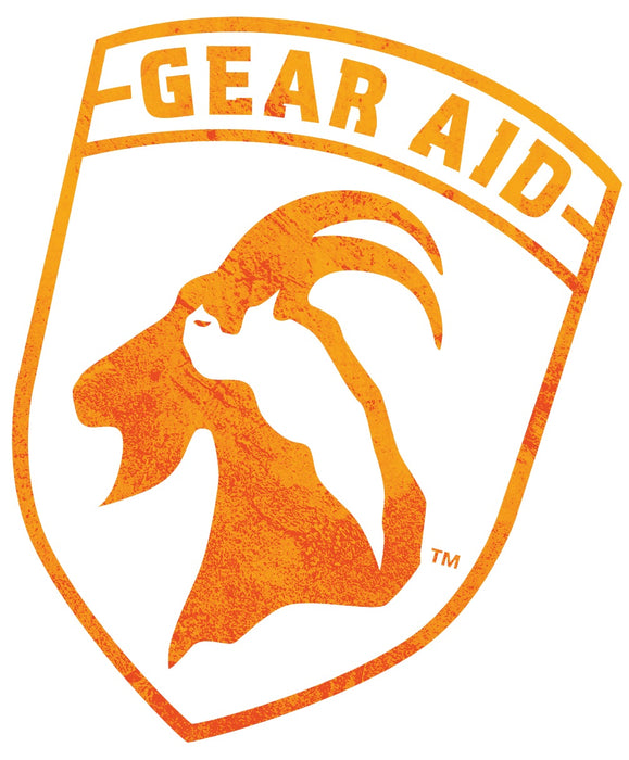 Gear Aid Logo emblem with a design of a mountain goat in orange.