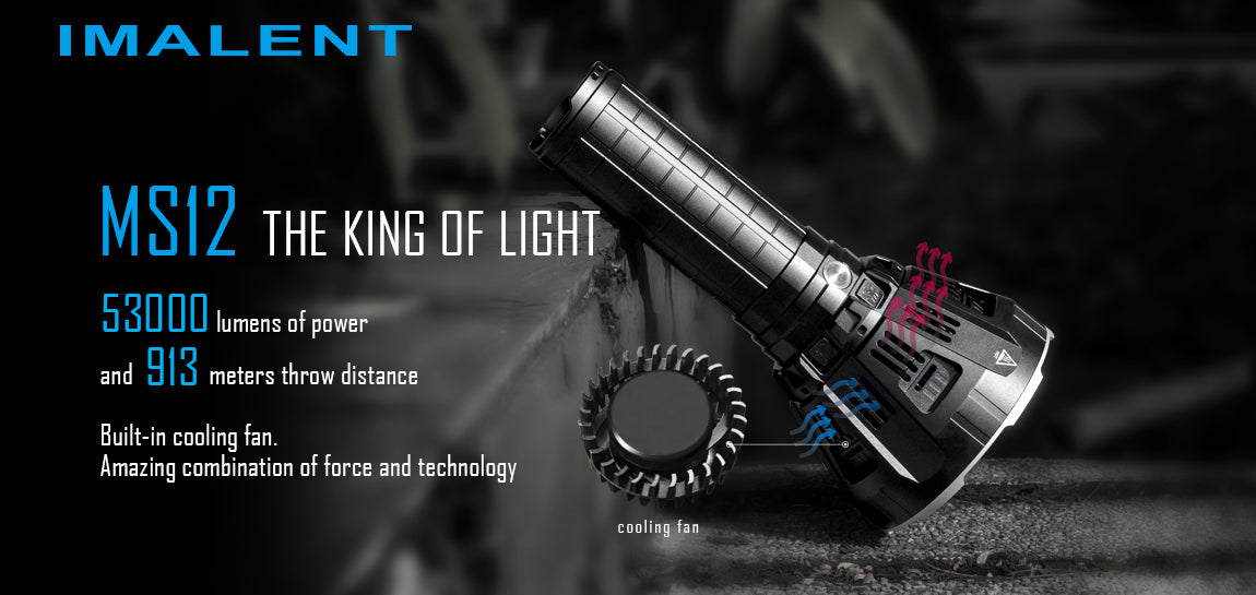 Imalent MS 12 - A 53,000 Lumen POWERHOUSE - Cooling Fan and Li-ion