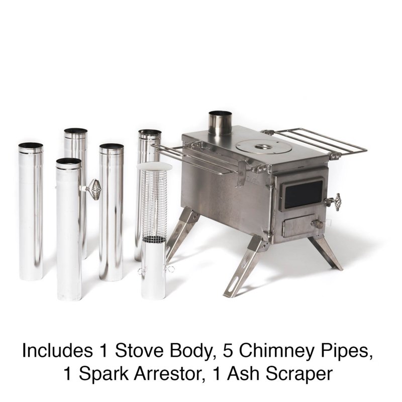 Nomad 1G Medium Wood Stove with Chimney Pipe