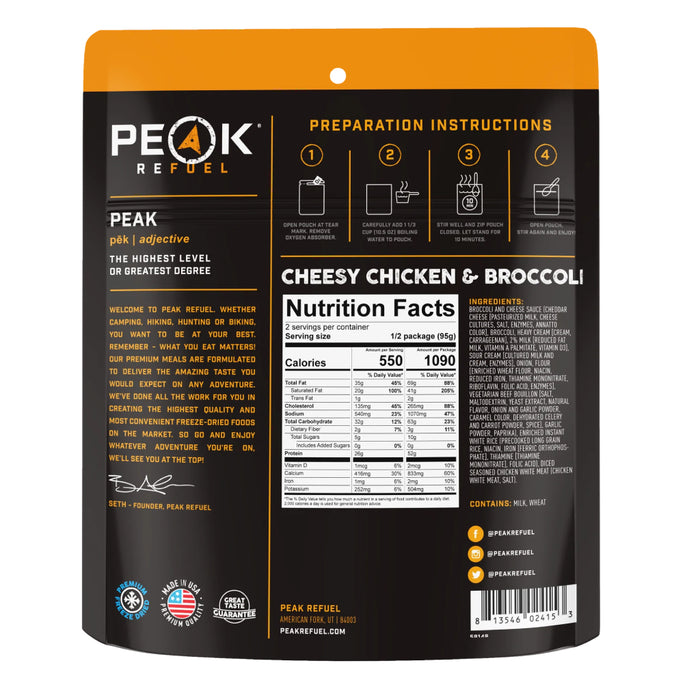 Peak Refuel Cheesy Chicken & Broccoli Nutrition Facts