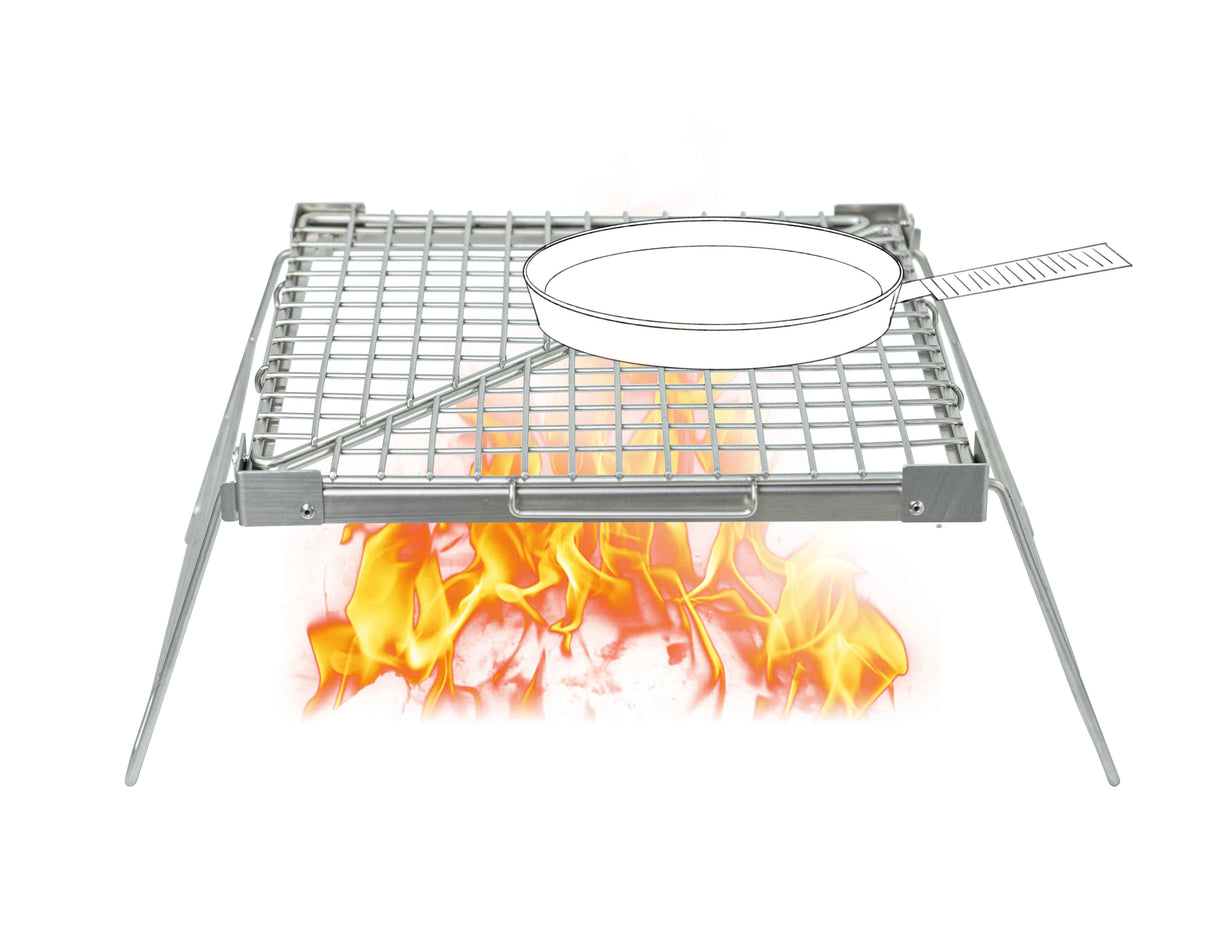 Winnerwell Secondary Combustion Portable Grill Firepit in-use diagram