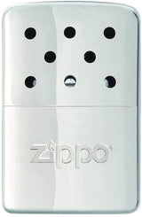 Silver Zippo 12-Hour Refillable Hand Warmer closed on a whitebackground