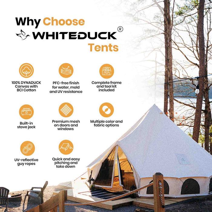 White Duck 13' Avalon Bell Tent | Fire Water Repellent | Beige