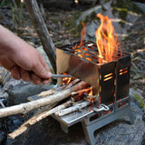 Winnerwell Stainless Steel Backpack Stove (Foldable) in use