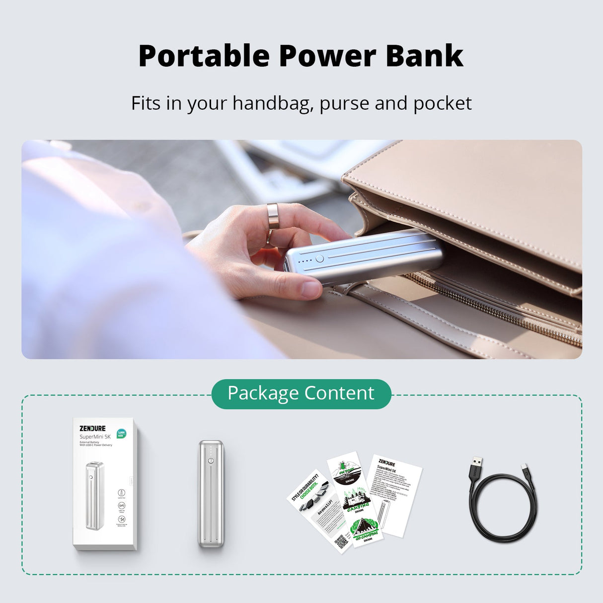 Zendure SUPERMINI 5K Silver package contents